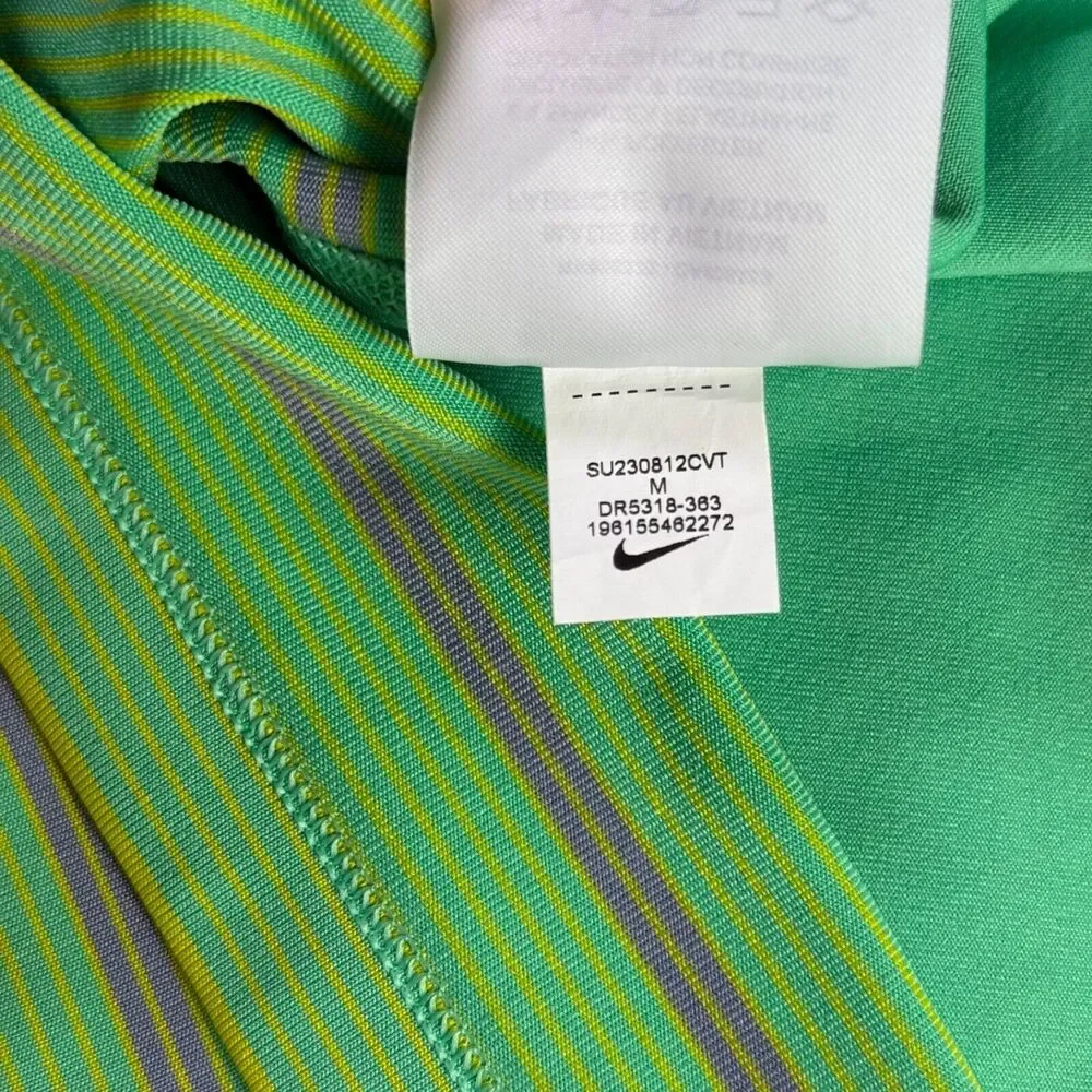 Nike Dri-FIT Tiger Woods Golf Polo Shirt Mens Med Green Striped DR5318-363‎